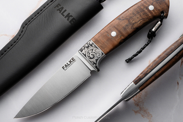 HUNTING KNIFE JF30 007 N690 STABILIZED SPALTED ALDER FALKE