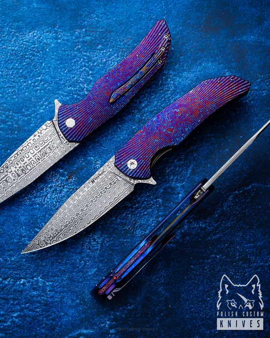 FOLDING KNIFE FOLDER DRAGONFLY 359 TIMASCUS DAMASTEEL FULL DRESS HERMAN KNIVES