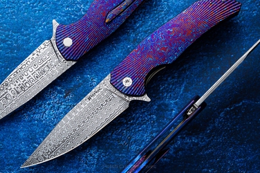 FOLDING KNIFE FOLDER DRAGONFLY 359 TIMASCUS DAMASTEEL FULL DRESS HERMAN KNIVES