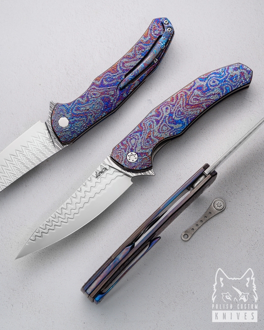FOLDING KNIFE FOLDER ISHTAR 6 BLACK TIMASCUS DAMACORE FULL DRESS HERMAN KNIVES