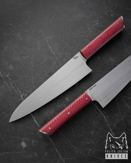KITCHEN KNIFE CHEF 210 14 M390 RED TWILL PABIS