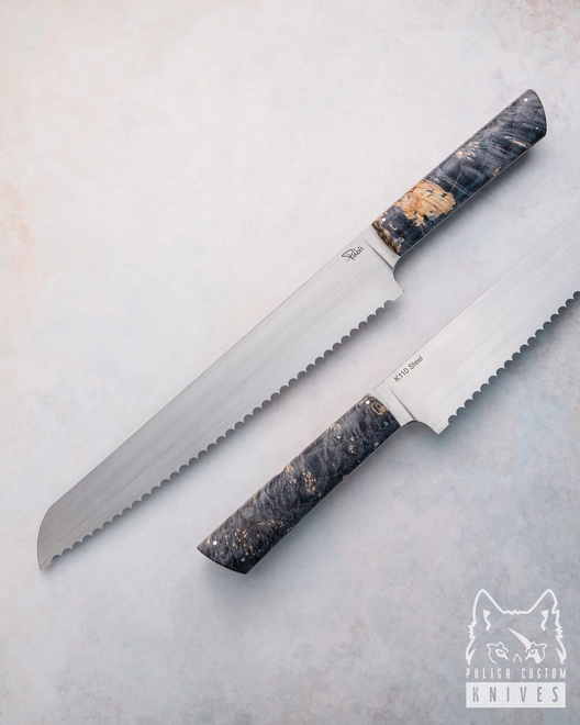 KITCHEN  SERRATED BREAD KNIFE 240 1 K110 STABILIZED BLACK MAPLE PABIS