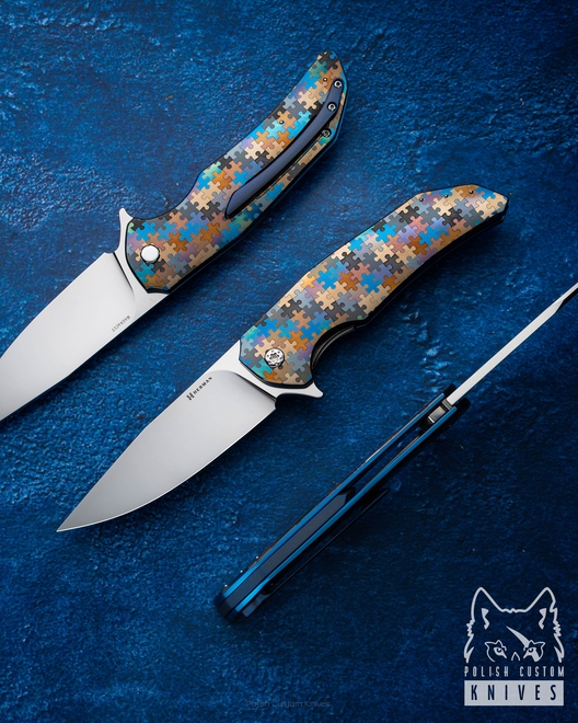 FOLDING KNIFE FOLDER DRAGONFLY #0531 MAGNACUT PUZZLE ( C0067 ) HERMAN KNIVES