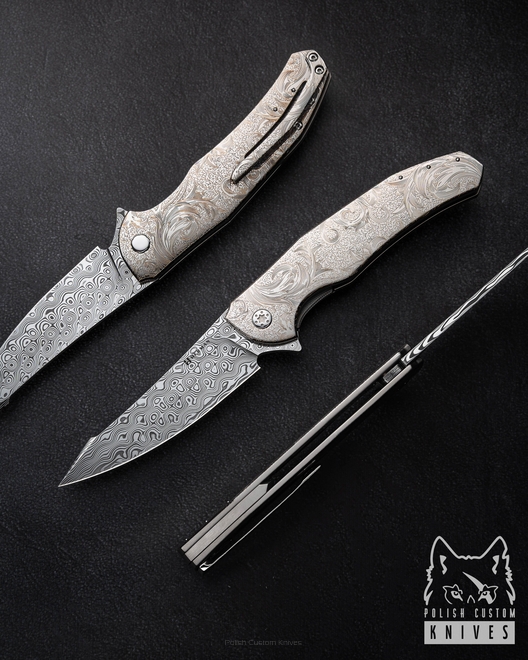 FOLDING KNIFE FOLDER ISHTAR #0825 DAMASTEEL ETERNAL GARDEN HALF DRESS HERMAN KNIVES