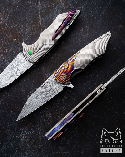 FOLDING KNIFE FOLDER VESPERTILIO #0206 DAMASTEEL HALF DRESS HERMAN KNIVES
