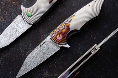 FOLDING KNIFE FOLDER VESPERTILIO #0206 DAMASTEEL HALF DRESS HERMAN KNIVES
