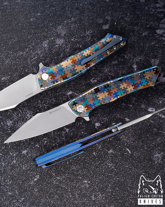 FOLDING KNIFE FOLDER BEE #0237 MAGNACUT PUZZLE HERMAN KNIVES
