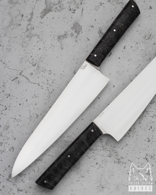 KITCHEN KNIFE CHEF 210 65 ELMAX STABILIZED BLACK MAPLE BURL PABIŚ KNIVES