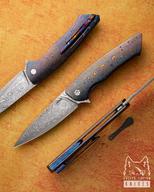 FOLDING KNIFE FOLDER SLIM 6 BLACK TIMASCUS DAMASTEEL HERMAN