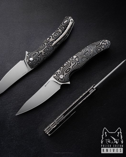 FOLDING KNIFE FOLDER ISHTAR #0778 MAGNACUT NEBULA RIPPLE HERMAN KNIVES