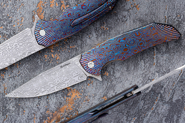 FOLDING KNIFE FOLDER DRAGONFLY #0488 DAMASTEEL BLACK TIMASCUS FULL DRESS ( C0013 ) HERMAN KNIVES