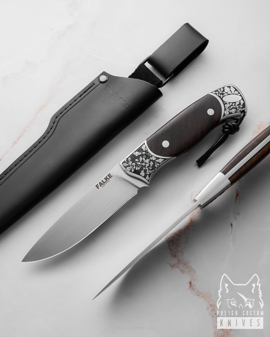 HUNTING KNIFE HUNTER ELEGANCE HE 016 M390 STABILIZED TURKISH WALNUT FALKE KNIVES