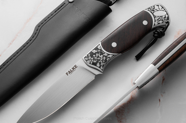 HUNTING KNIFE HUNTER ELEGANCE HE 016 M390 STABILIZED TURKISH WALNUT FALKE KNIVES