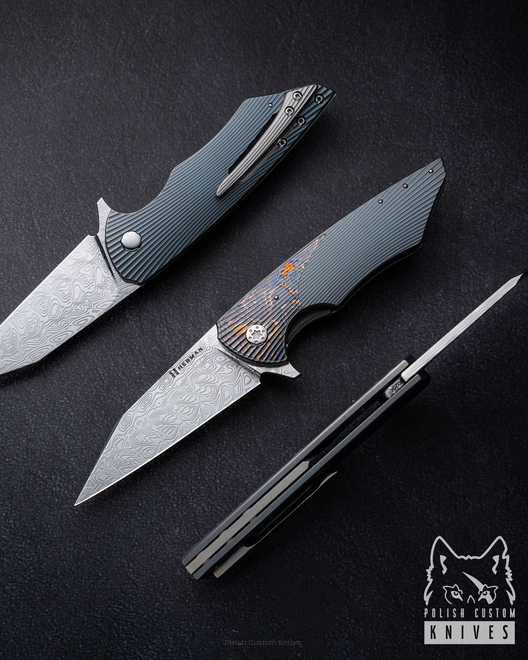 FOLDING KNIFE FOLDER VESPERTILIO #0204 DAMASTEEL HALF DRESS HERMAN KNIVES