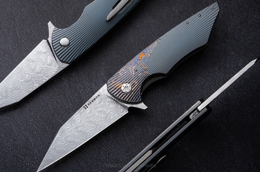 FOLDING KNIFE FOLDER VESPERTILIO #0204 DAMASTEEL HALF DRESS HERMAN KNIVES