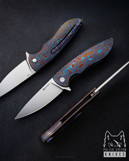 FOLDING KNIFE FOLDER STING #0694 TIMASCUS M398 HALF DRESS HERMAN KNIVES