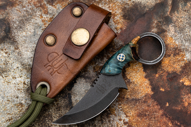 NECK KNIFE SUŁTAN STABILIZED WOOD PIN BLUE