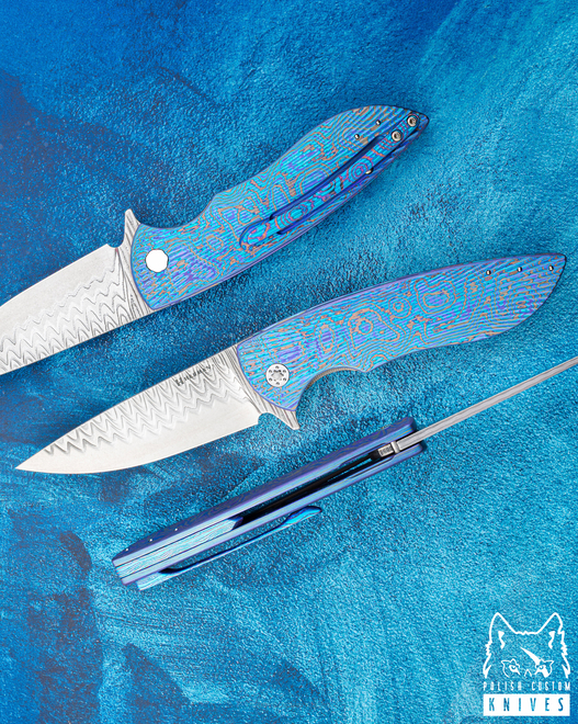 FOLDING KNIFE FOLDER STING #0898 DAMACORE BLACK TIMASCUS FULL DRESS HERMAN KNIVES