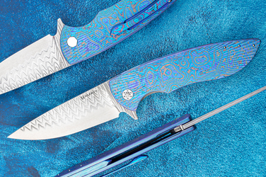 FOLDING KNIFE FOLDER STING #0898 DAMACORE BLACK TIMASCUS FULL DRESS HERMAN KNIVES
