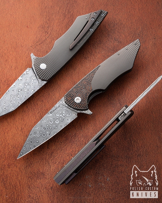 FOLDING KNIFE FOLDER VESPERTILIO #0207 DAMASTEEL HALF DRESS HERMAN KNIVES