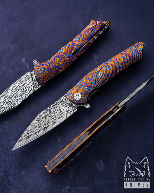 FOLDING KNIFE FOLDER BEE 51 TIMASCUS FULL DRESS HERMAN KNIVES