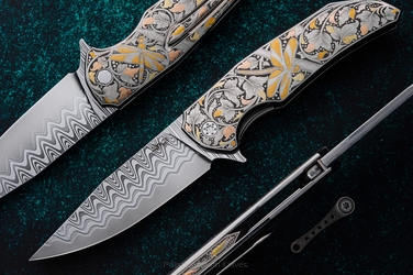 FOLDING KNIFE FOLDER DRAGONFLY 1 "CIRCLE OF FREEDOM" ENGRAVED BY MT. CHIMWAI HERMAN