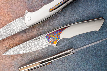 FOLDING KNIFE FOLDER SLIM #0731 DAMASTEEL HALF DRESS HERMAN KNIVES
