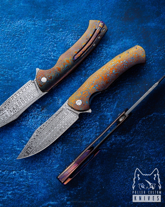 FOLDING KNIFE FOLDER MANTIS 317 TIMASCUS DAMASTEEL FULL DRESS HERMAN KNIVES