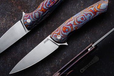 FOLDING KNIFE FOLDER SLIM 15 BLACK TIMASCUS ALLEIMA FULL DRESS HERMAN KNIVES