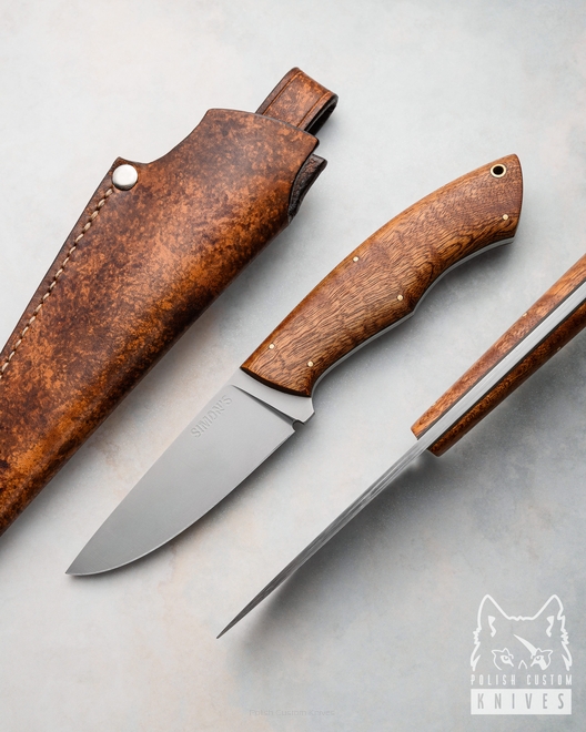 SURVIVAL HUNTING KNIFE POGWIZD HUNTER 26 K110 D2 MAHOGANY SIMON'S