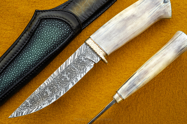 EXCLUSIVE KNIFE STARLORD MOSAIC DAMASCUS WALRUS TUSK MICHO