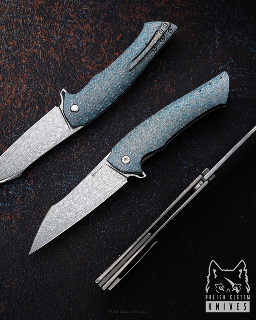 FOLDING KNIFE FOLDER OVIUM GENERATION 2 #0166 DAMASTEEL TESSERACT HALF DRESS HERMAN KNIVES