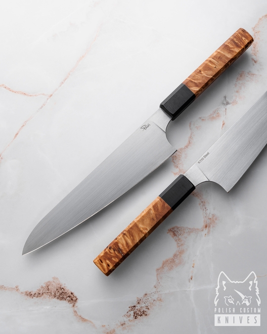 KITCHEN KNIFE GYUTO 210 15 K110 KLON BRĄZOWY  PABIŚ KNIVES