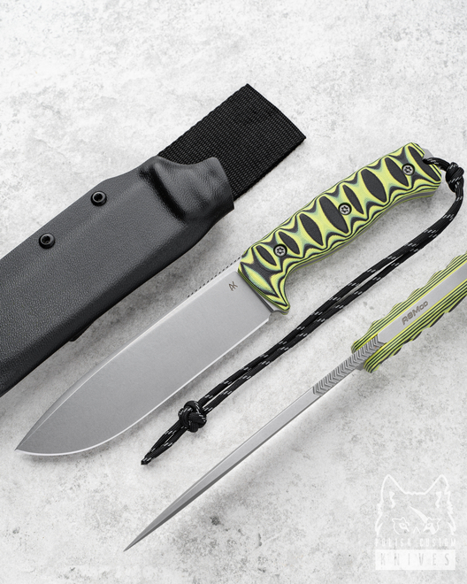 LARGE SURVIVAL KNIFE ODC 150 1 G10 TOXIC YELLOW A8MOD NZ4 AK