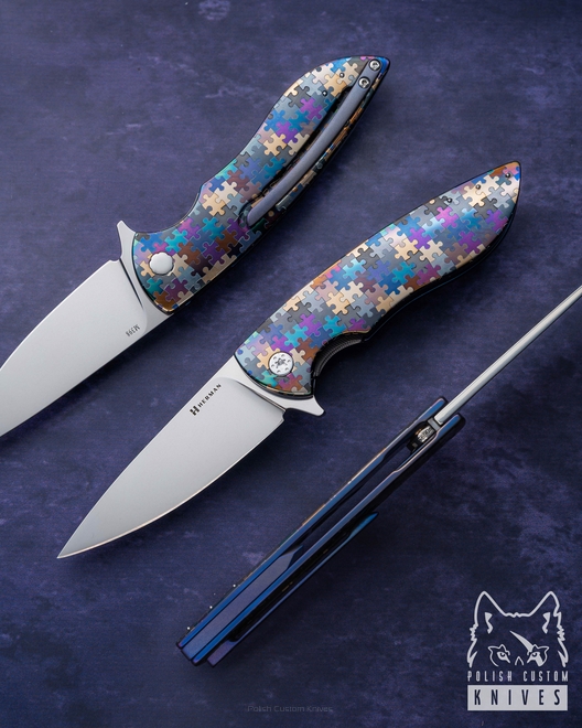 FOLDING KNIFE FOLDER STING #0695 M398 PUZZLE HERMAN KNIVES
