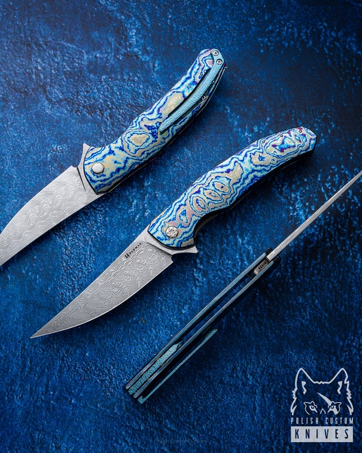 FOLDING KNIFE FOLDER ISHTAR #0824 DAMASTEEL TIMASCUS FULL DRESS HERMAN KNIVES