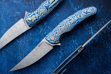 FOLDING KNIFE FOLDER ISHTAR #0824 DAMASTEEL TIMASCUS FULL DRESS HERMAN KNIVES