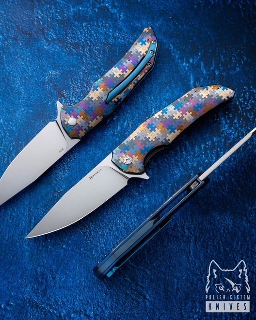 FOLDING KNIFE FOLDER DRAGONFLY #0408 M390 PUZZLE HERMAN KNIVES