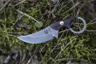 KNIFE SULTAN MICARTA BLACK-MAROON BRASS+LEATHER BROWN PRUCIAK