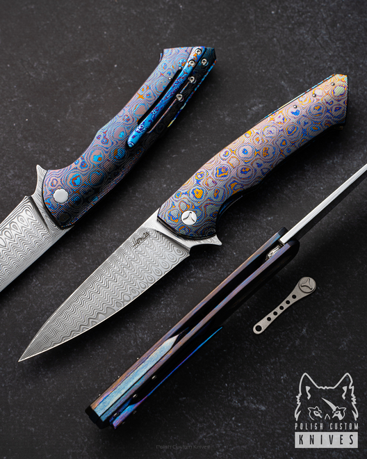 FOLDING KNIFE FOLDER SLIM 4 BLACK TIMASCUS DAMASTEEL HERMAN