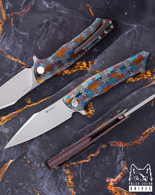 FOLDING KNIFE FOLDER BEE #0197 PUZZLE MAGNACUT HERMAN KNIVES