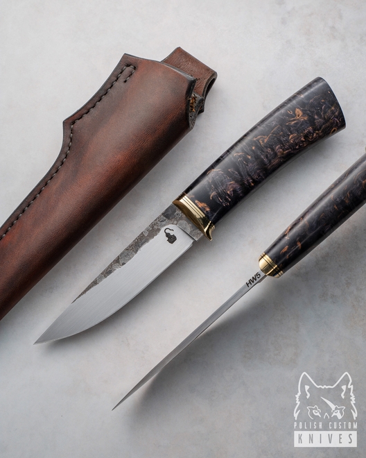 HUNTING KNIFE HUNTER 1 DIAMOND STEEL ALMAZKA HW5 KARELIAN BIRCH MOONSHINE