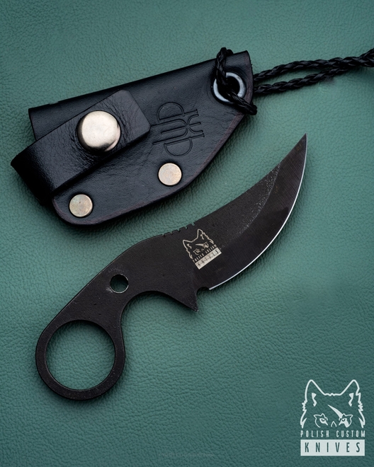 NECK, EDC KNIFE SULTAN+ OXIDIZED K110  BLACK LEATHER SHEATH PRUCIAK