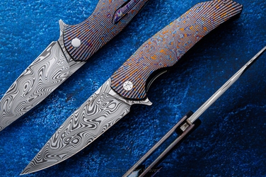 FOLDING KNIFE FOLDER DRAGONFLY 361 BLACK TIMASCUS DAMASTEEL FULL DRESS HERMAN KNIVES