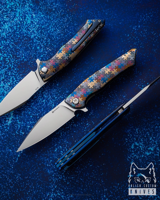 FOLDING KNIFE FOLDER BEE #0270 M390 PUZZLE HERMAN KNIVES