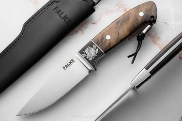 HUNTING KNIFE JF30 020 N690 STABILIZED MAPLE BURL FALKE KNIVES