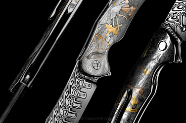 FOLDING KNIFE FOLDER MANTIS 1 OF 1 MT. "WITCHER'S TALES: LESHY" ENGRAVED BY MT. CHIMWAI HERMAN KNIVES