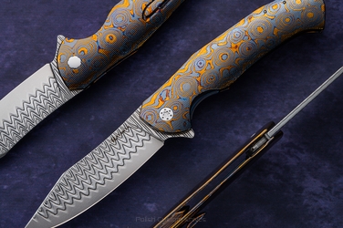 FOLDING KNIFE MANTIS 190 BLACK TIMASCUS DAMACORE FULL DRESS HERMAN KNIVES