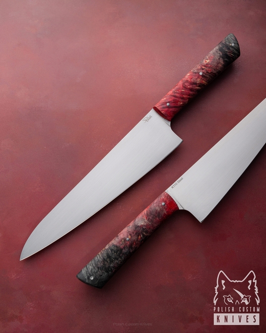 KITCHEN KNIFE CHEF 210 32 STABILIZED MAPLE D2 K110 PABIS KNIVES