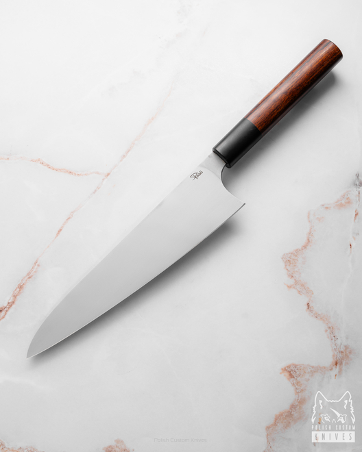KITCHEN KNIFE GYUTO 210 27 ELMAX BLACK HORNBEAM IRONWOOD PABIŚ KNIVES